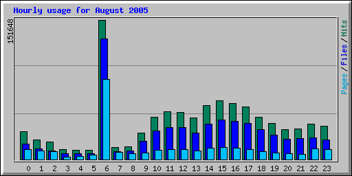 Hourly usage for August 2005
