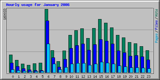 Hourly usage for January 2006