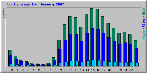 Hourly usage for January 2007