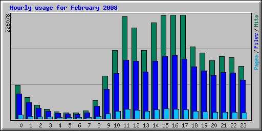 Hourly usage for February 2008