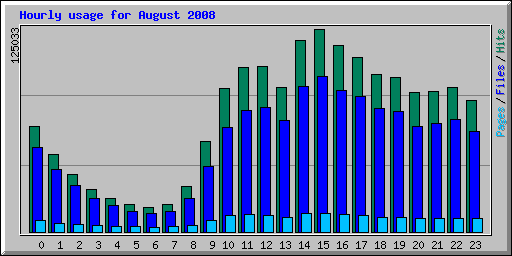Hourly usage for August 2008
